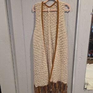 Free People Mustard and Cream Knit Vest